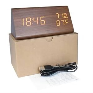 Wooden Triangle Digital Led alarm clock 