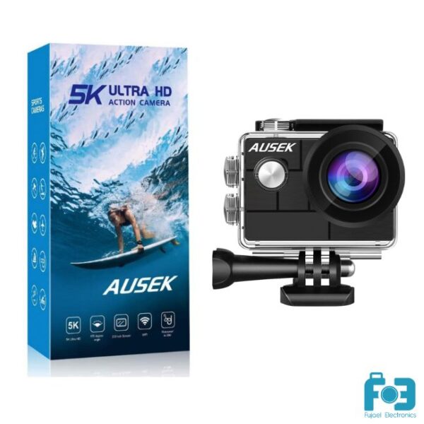 Ausek AT-Q44CR 4K Waterproof Action Camera with 170° Wide-Angle Lens, Anti-Shake, Wi-Fi, and 2.0-inch IPS Display – Perfect for Adventures in Bangladesh