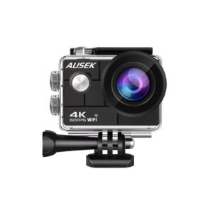 Ausek AT-Q44CR 4K Waterproof Action Camera with 170° Wide-Angle Lens, Anti-Shake, Wi-Fi, and 2.0-inch IPS Display – Perfect for Adventures in Bangladesh