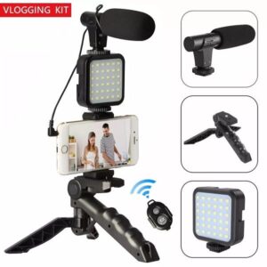 GearUP Vlogging Kit Combo featuring a flexible tripod, smartphone holder, and accessories for professional video creation.