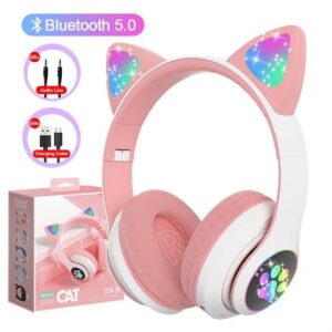 STN-28 Cat Ear RGB Wireless Headphones with vibrant RGB lighting, wireless connectivity, and immersive sound quality.