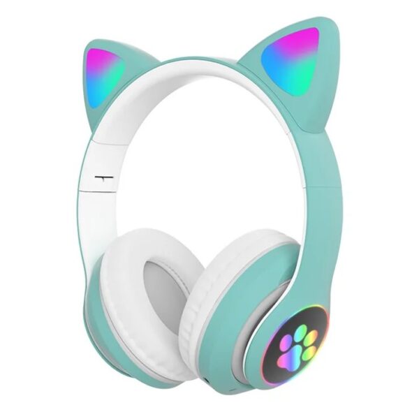 STN-28 Cat Ear RGB Wireless Headphones with vibrant RGB lighting, wireless connectivity, and immersive sound quality