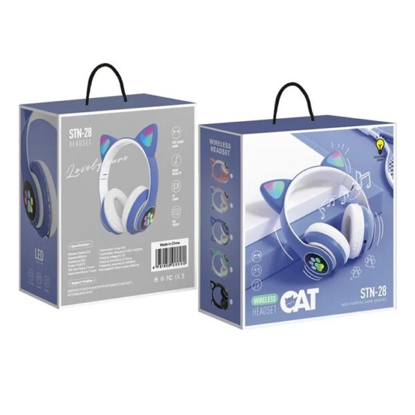 STN-28 Cat Ear RGB Wireless Headphones with vibrant RGB lighting, wireless connectivity, and immersive sound quality.