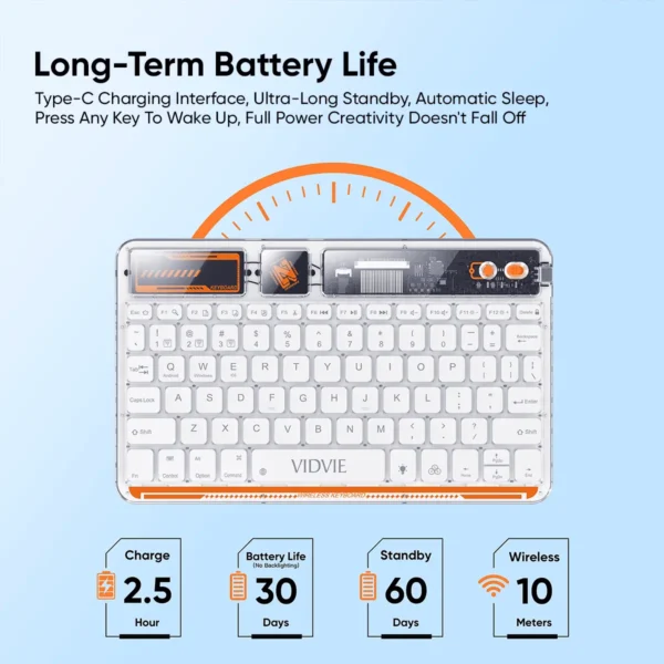 Vidvie KB05 Transparent Smart Wireless Keyboard artronyx