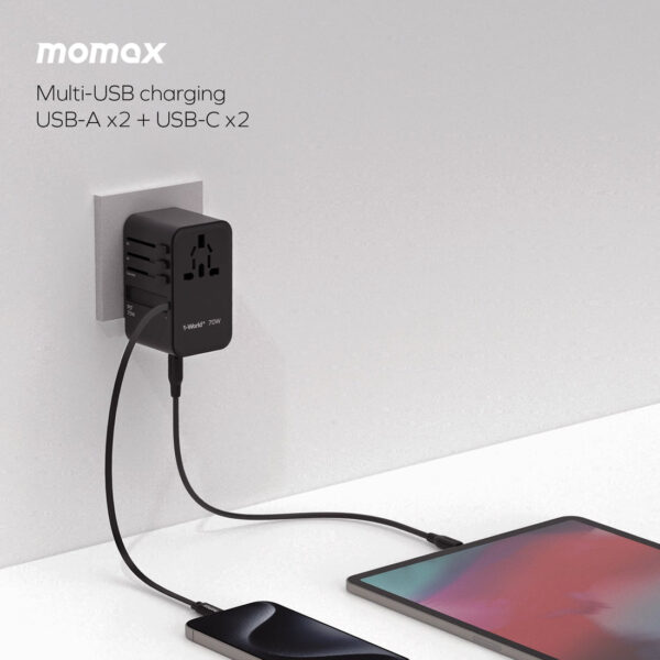 1-World+ 3-Port 70W Travel Charger/Adapter