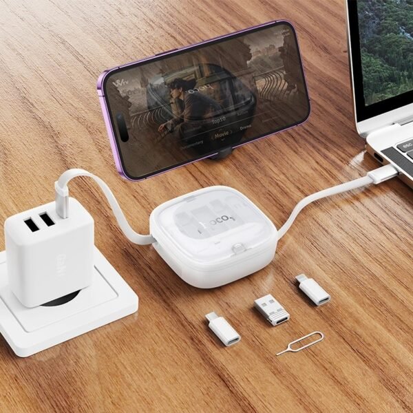 The Hoco U140 Retractable 6-in-1 Fast Charging Cable Set