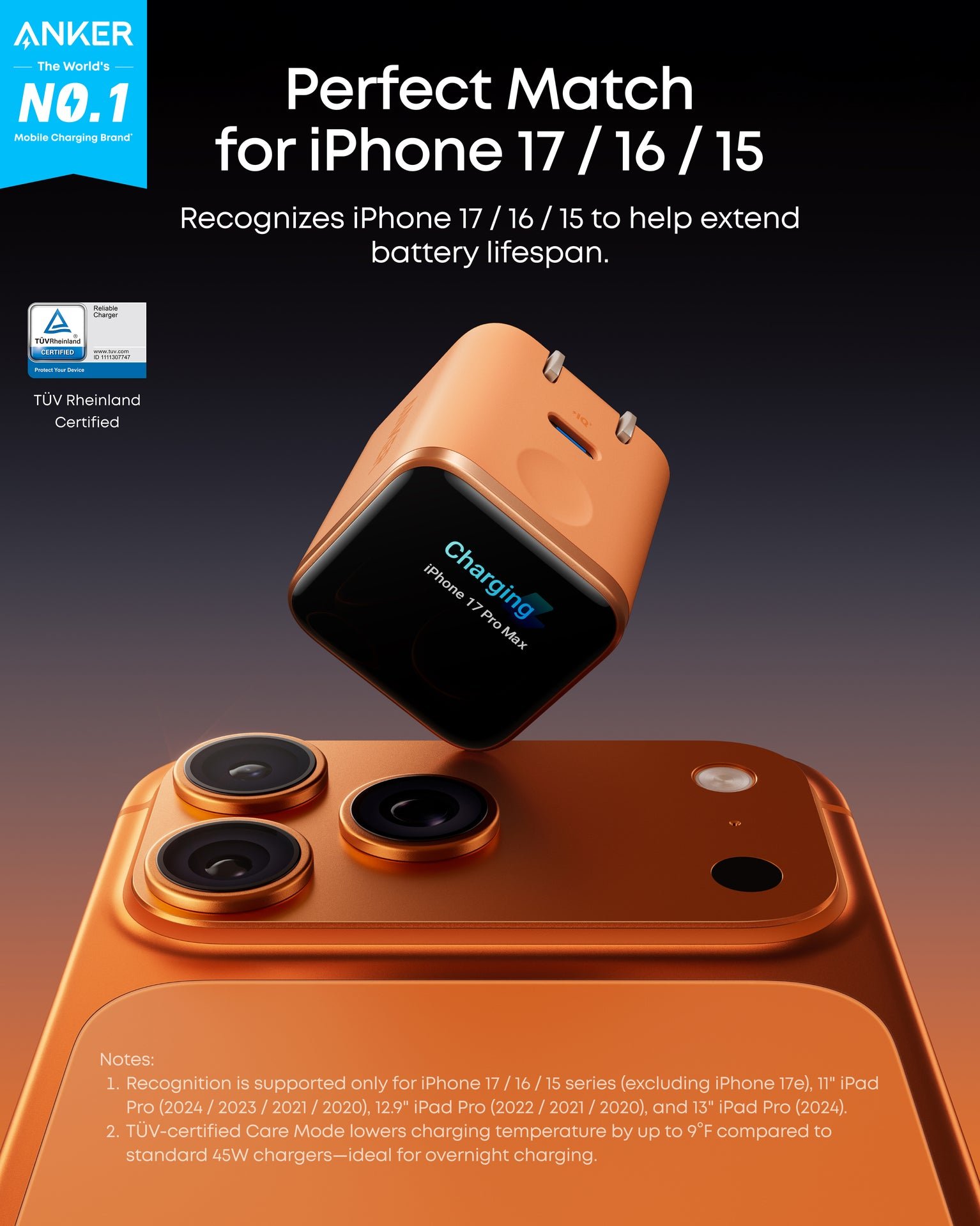 Anker A121D 45W smart display GaN Charger for iphone 16, 17, 18 series