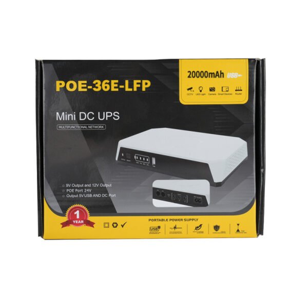 artronyx SKE POE-36E-LFP Mini DC UPS 20000mAh 36W for CCTV camera