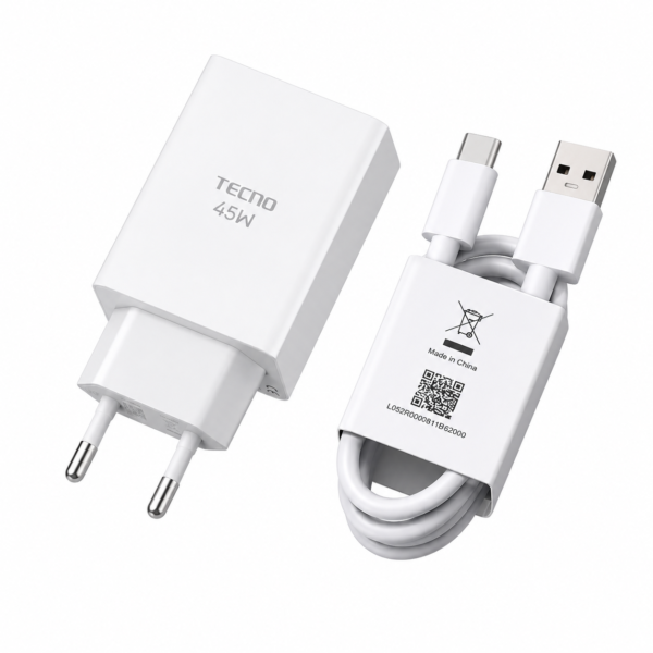 TECNO 45W Fast Charger with USB-A to USB-C Cable